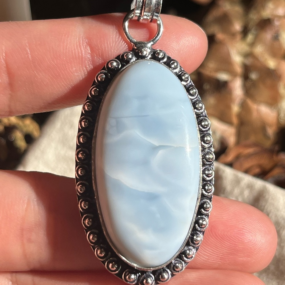 925 silver overlay oval Owhyee Opal pendant A